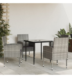 Ensemble à manger de jardin 5pcs gris/noir résine tressée/acier