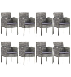 Ensemble à manger de jardin 9pcs gris/noir résine tressée/acier