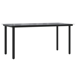 Ensemble à manger de jardin 7 pcs noir résine tressée et acier