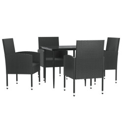 Ensemble à manger de jardin 5 pcs noir résine tressée et acier
