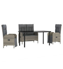 Mobilier à dîner de jardin 4pcs et coussins Gris Résine tressée