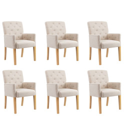 Chaises à manger avec accoudoirs lot de 6 beige tissu