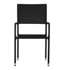 Ensemble à manger de jardin 3 pcs noir résine tressée et acier