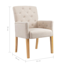 Chaise à manger avec accoudoirs Beige Tissu