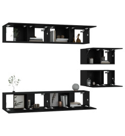 Ensemble de meubles TV 6 pcs Noir Bois d'ingénierie