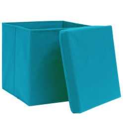 Boîtes de rangement et couvercles 4 pcs Bleu 32x32x32 cm Tissu