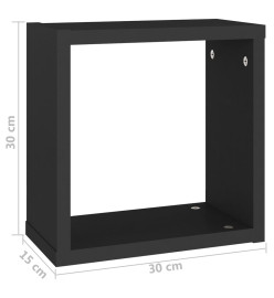 Étagères cube murales 2 pcs Noir 30x15x30 cm