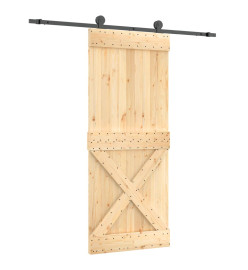 Porte coulissante et kit de quincaillerie 85x210 cm pin massif