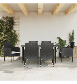 Ensemble à manger de jardin 7 pcs noir résine tressée et acier