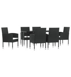Ensemble à manger de jardin 7 pcs noir résine tressée et acier