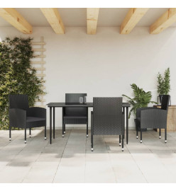 Ensemble à manger de jardin 5 pcs noir résine tressée et acier