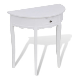 Table console avec tiroir Demi-ronde Blanc