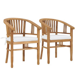 Chaises de jardin avec coussins 2 pcs Bois de teck solide