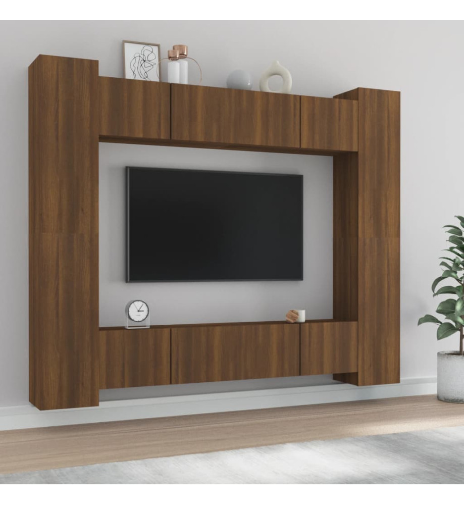 Ensemble de meubles TV 8 pcs Chêne marron Bois d'ingénierie