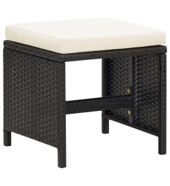 Ensemble à dîner de jardin coussins 21 pcs Noir Résine tressée