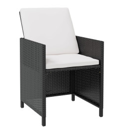 Salon de jardin encastrable 11 pcs Rotin et bois d'acacia Noir