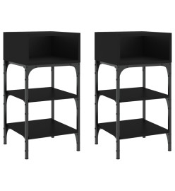 Tables de chevet 2 pcs noir 35x34,5x70 cm bois d'ingénierie