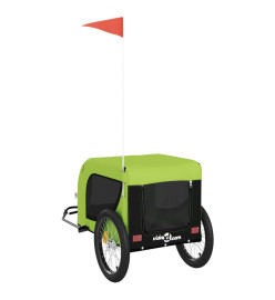 Remorque de vélo pour chien vert et noir tissu oxford et fer