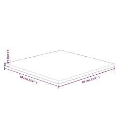 Dessus de table carré 60x60x1,5 cm Bois chêne massif non traité