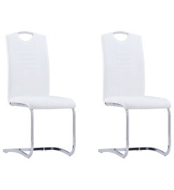 Chaises à manger cantilever lot de 2 blanc similicuir