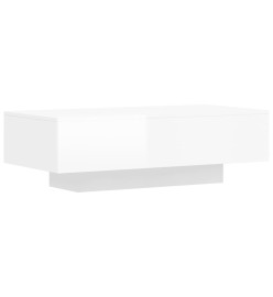 Table basse blanc brillant 100x49,5x31 cm bois d'ingénierie
