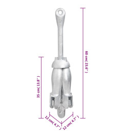 Ancre pliable avec corde argenté 8 kg fer malléable