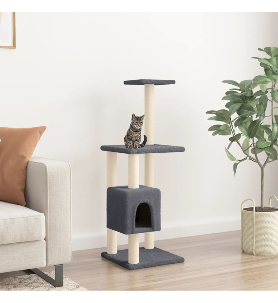 Arbre à chat avec griffoirs en sisal gris foncé 104 cm