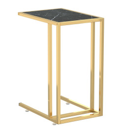 Table d'appoint ordinateur Marbre noir 50x35x65 cm Verre trempé