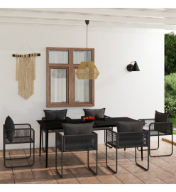Ensemble de salle à manger de jardin 7 pcs Noir