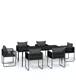 Ensemble de salle à manger de jardin 7 pcs Noir