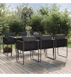 Ensemble de salle à manger de jardin 7 pcs Noir