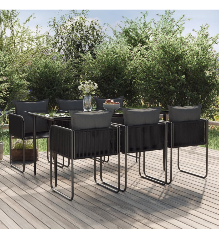 Ensemble de salle à manger de jardin 7 pcs Noir Ensemble de salle à manger de jardin 7 pcs Noir