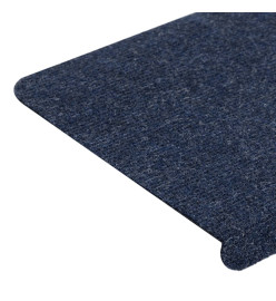 Tapis d'escalier auto-adhésifs 15 pcs 65x24,5x3,5 cm Bleu