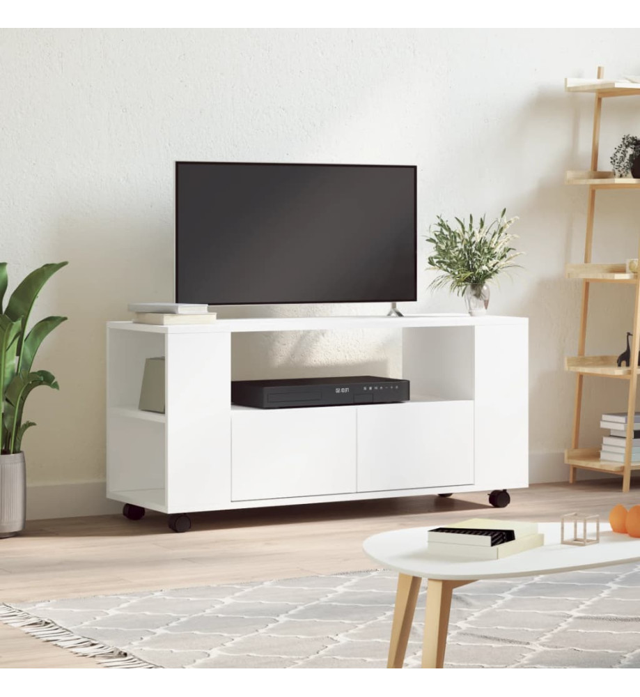 Meuble TV blanc 102x34,5x43 cm bois d'ingénierie