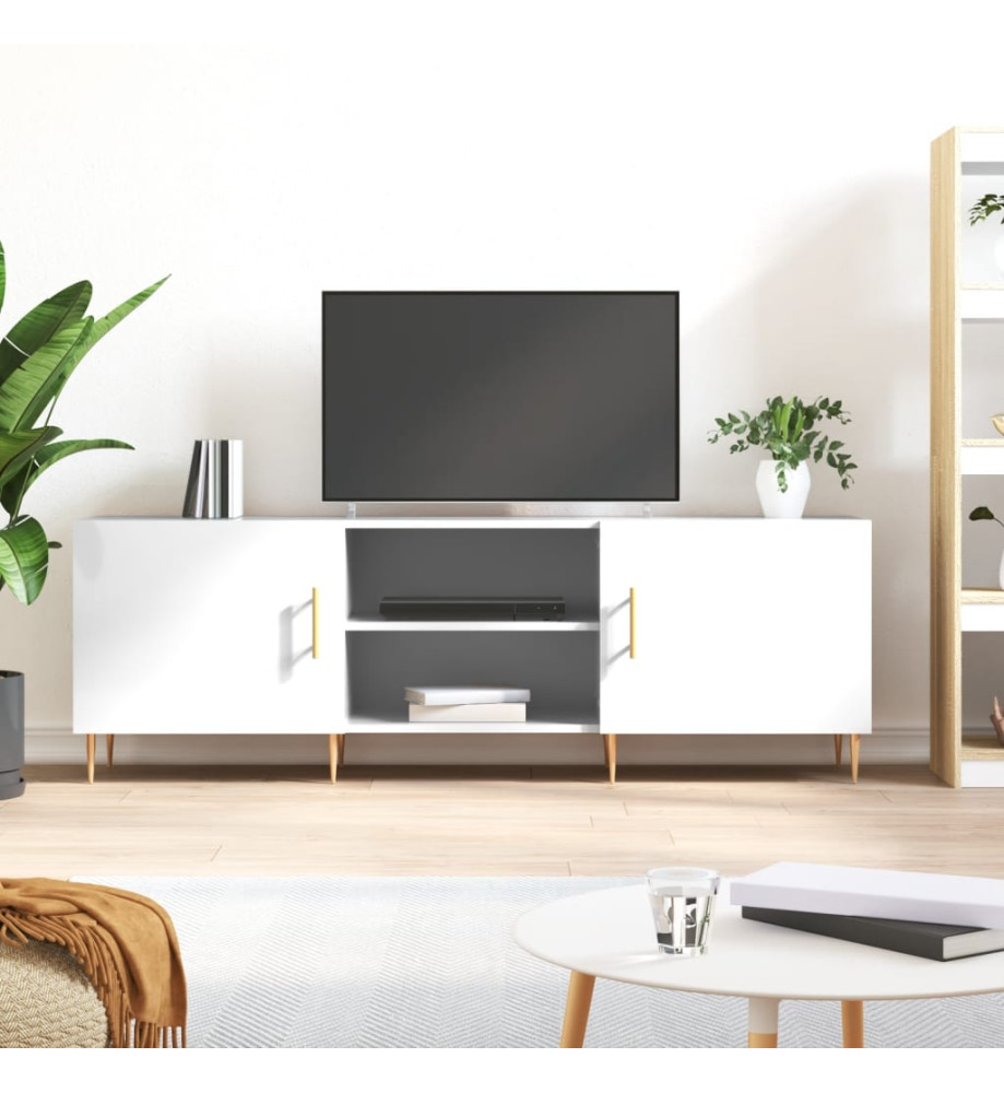 Meuble TV blanc brillant 150x30x50 cm bois d'ingénierie