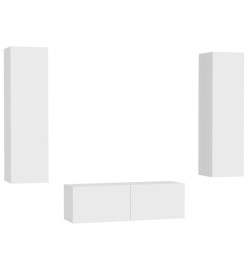 Ensemble de meubles TV 3 pcs Blanc Aggloméré