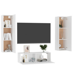 Ensemble de meubles TV 3 pcs Blanc Aggloméré