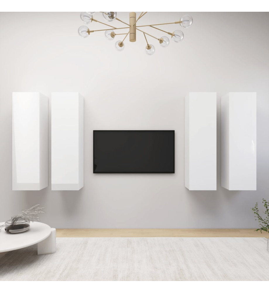 Meubles TV 4 pcs Blanc brillant 30,5x30x110 cm Aggloméré