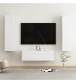 Ensemble de meubles TV 3 pcs Blanc brillant Aggloméré