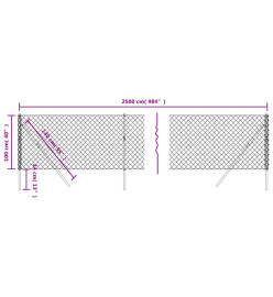 Clôture à mailles losangées argenté 1x25 m