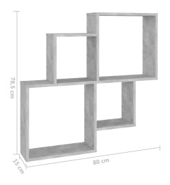 Étagère cube murale Gris béton 80x15x78,5 cm Aggloméré