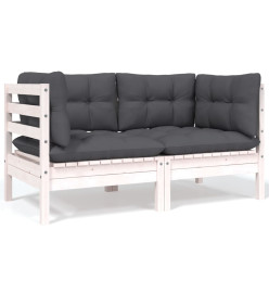 Salon de jardin 5 pcs avec coussins bois de pin massif