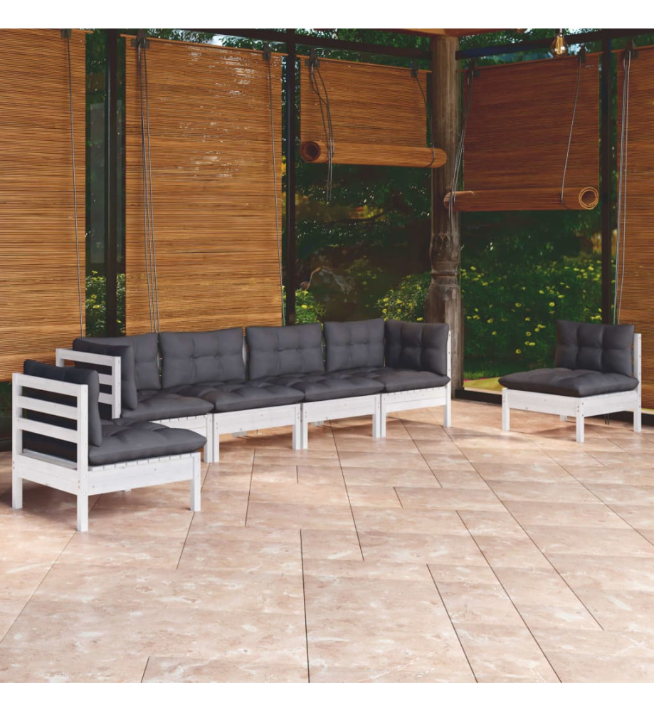 Salon de jardin 6 pcs avec coussins bois de pin massif Salon de jardin 6 pcs avec coussins bois de pin massif