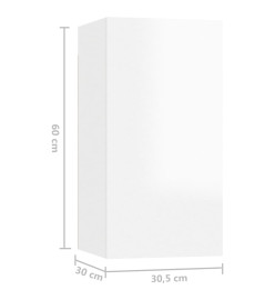 Meubles TV 4 pcs Blanc brillant 30,5x30x60 cm Aggloméré