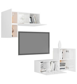 Ensemble de meubles TV 4 pcs Blanc brillant Aggloméré