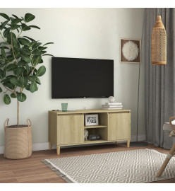 Meuble TV avec pieds en bois massif Chêne sonoma 103,5x35x50 cm