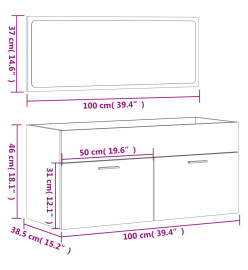 Armoire de bain avec miroir chêne sonoma bois d'ingénierie