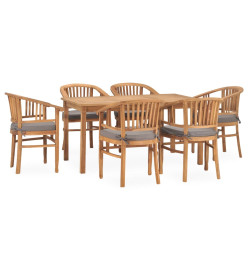 Ensemble à dîner de jardin 7 pcs avec coussins Teck solide
