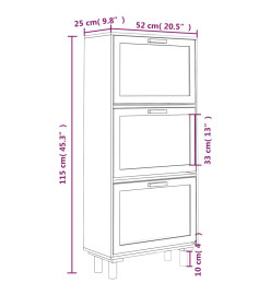 Armoire à chaussures Noir 52x25x115 cm Bois d'ingénierie/rotin