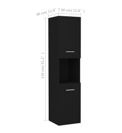 Armoire de salle de bain Noir 30x30x130 cm Aggloméré